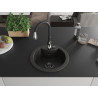 Mexen Diego Granitspüle 1-beckig mit Küchenarmatur Savita, Schwarz/Gold Metallic - 6512-75-672601-70-B