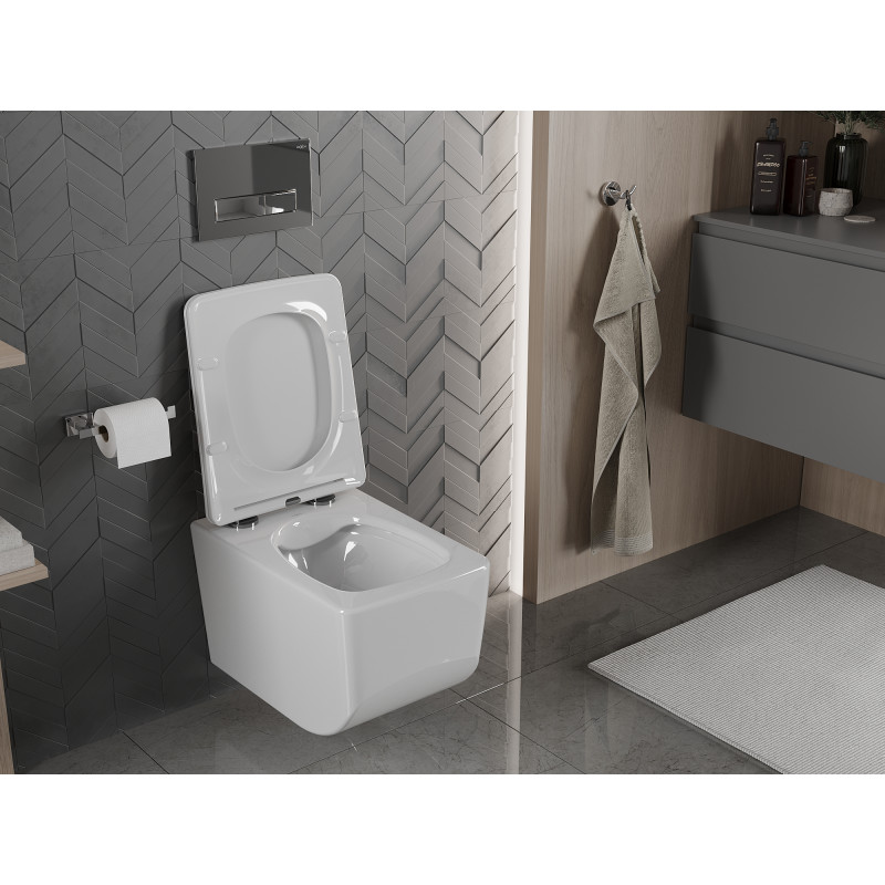 Mexen Vera WC-Schüssel Rimless mit absenkbarem Slim-Deckel, Duroplast, weiß - 30164000