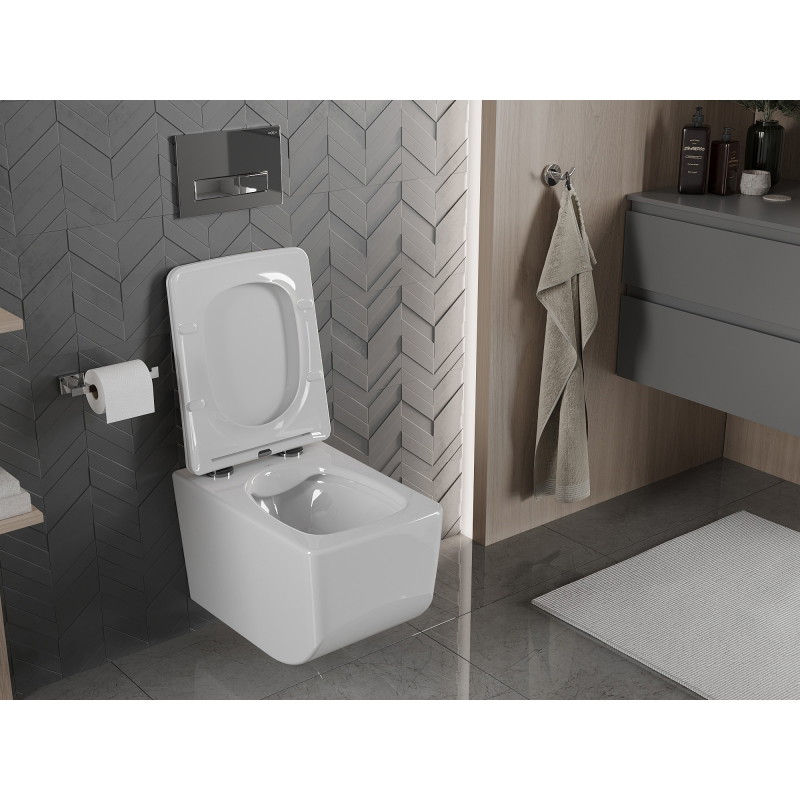 Mexen Vera WC-Schüssel Rimless mit langsam schließendem, schlankem Sitz, Duroplast, weiß - 30164000