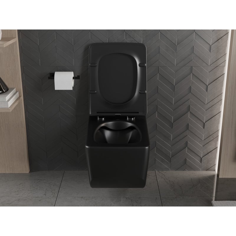 Mexen Vera WC-Schüssel Rimless mit Slim Softclose-Deckel, Duroplast, Schwarz Matt - 30164070