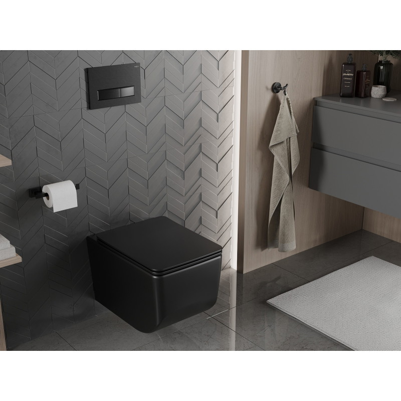 Mexen Vera WC-Schüssel Rimless mit Soft-Close-Slim-Sitz, Duroplast, schwarz matt - 30164070