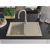 Mexen Bruno Granitspüle 1-Becken mit Abtropffläche und Küchenarmatur Savita, beige - 6513-69-672601-69