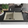 Mexen Bruno Granitspüle 1-Becken mit Abtropffläche und Küchenarmatur Savita, beige - 6513-69-672601-70