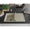 Mexen Bruno Granitspüle 1-beckig mit Abtropffläche und Küchenarmatur Savita, beige - 6513-69-672601-70