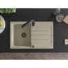 Mexen Bruno Granitspüle 1-Becken mit Abtropffläche und Küchenarmatur Savita, beige - 6513-69-672601-70