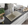 Mexen Cesar Granitspüle 1-becken mit Abtropffläche und Küchenarmatur Savita, beige - 6514-69-672601-69