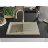 Mexen Cesar Granitspüle 1-Becken mit Abtropffläche und Küchenarmatur Savita, beige - 6514-69-672601-50