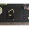 Mexen Cesar granitspüle 1-becken mit abtropffläche und küchenarmatur Savita, schwarz/gold metallic - 6514-75-672601-50