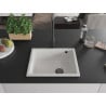 Mexen Pedro Granitspüle 1-beckig 560 x 460 mm, weiß, Siphon schwarz - 6508561000-20-B
