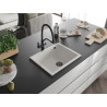 Mexen Pedro Granitspüle 1-Becken 560 x 460 mm, weiß, schwarzer Siphon - 6508561000-20-B