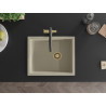Mexen Pedro Granitspüle 1-becken 560 x 460 mm, beige, goldener Siphon - 6508561000-69-G