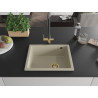 Mexen Pedro Granitspüle 1-becken 560 x 460 mm, beige, goldener Siphon - 6508561000-69-G