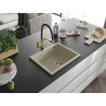 Mexen Pedro Granitspüle 1-beckig 560 x 460 mm, beige, goldener Siphon - 6508561000-69-G