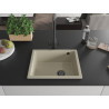 Mexen Pedro Granitspüle 1-beckig 560 x 460 mm, beige, schwarzer Siphon - 6508561000-69-B
