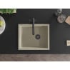 Mexen Pedro Granitspüle 1-beckig 560 x 460 mm, beige, schwarzer Siphon - 6508561000-69-B