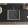 Mexen Pedro Einzelbecken Granitspüle 560 x 460 mm, grau, schwarzer Siphon - 6508561000-71-B