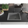 Mexen Pedro Einzelbecken Granitspüle 560 x 460 mm, grau, schwarzer Siphon - 6508561000-71-B