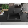 Mexen Pedro Granitspüle 1-Becken 560 x 460 mm, Schwarz/Silber Metallic, Siphon Schwarz - 6508561000-73-B