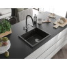 Mexen Pedro Granitspüle 1-beckig 560 x 460 mm, schwarz/gold metallisch, Siphon Chrom - 6508561000-75