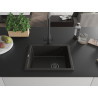 Mexen Pedro Granitspüle ein Becken 560 x 460 mm, schwarz/gold metallic, schwarzer Siphon - 6508561000-75-B