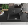 Mexen Pedro Granitspüle 1-Becken 560 x 460 mm, schwarz gesprenkelt, Chrom-Siphon - 6508561000-76