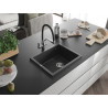 Mexen Pedro Granitspüle 1-Becken 560 x 460 mm, schwarz gesprenkelt, Chrom-Siphon - 6508561000-76