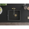 Mexen Pedro Granitspüle 1-Becken 560 x 460 mm, schwarz gesprenkelt, Siphon gold - 6508561000-76-G