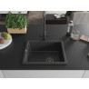 Mexen Pedro 1-Kammer-Granitspüle 560 x 460 mm, schwarz gesprenkelt, schwarzer Siphon - 6508561000-76-B