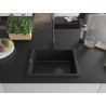 Mexen Pedro 1-beckiger Granitspüle 560 x 460 mm, schwarz, Syphon schwarz - 6508561000-77-B
