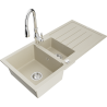 Mexen Andres Granitspüle 1,5-fach mit Abtropffläche und Küchenarmatur Savita, beige - 6515-69-672601-00