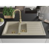 Mexen Andres Granitspüle 1,5-Becken mit Abtropffläche und Küchenarmatur Savita, beige - 6515-69-672601-50