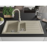 Mexen Andres Granitspüle 1,5-Schüssel mit Abtropffläche und Küchenarmatur Savita, beige - 6515-69-672601-69
