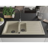 Mexen Andres Granitspüle 1,5-becken mit Abtropffläche und Küchenarmatur Savita, beige - 6515-69-672601-70