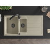 Mexen Andres Granitspüle 1,5-becken mit Abtropffläche und Küchenarmatur Savita, beige - 6515-69-672601-70
