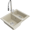 Mexen Carlos Granitspüle 1,5-Becken mit Küchenarmatur Savita, beige - 6518-69-672601-00