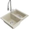 Mexen Carlos granitspüle 1,5-fach mit Küchenmischer Savita, beige - 6518-69-672601-00