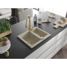 Mexen Carlos 1,5-Komponenten Granitspüle mit Küchenarmatur Savita, beige - 6518-69-672601-50