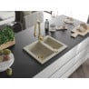 Mexen Carlos granit Spüle 1,5-Becken mit Küchenarmatur Savita, beige - 6518-69-672601-50