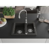 Mexen Carlos Granitspüle 1,5-becken mit Küchenarmatur Savita, schwarz/goldener Metallic - 6518-75-672601-00