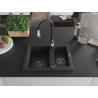 Mexen Carlos Granitspüle 1,5-Becken mit Küchenarmatur Savita, schwarz/gold metallic - 6518-75-672601-70-B