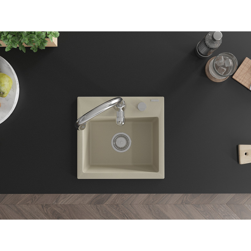 Mexen Milo Granitspüle 1-Becken mit Küchenarmatur Savita, beige - 6505-69-672601-00