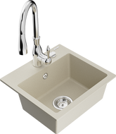 Mexen Milo Granitspüle 1-Becken mit Küchenarmatur Savita, beige - 6505-69-672601-00
