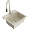 Mexen Milo Granitspüle mit 1 Becken und Küchenarmatur Savita, beige - 6505-69-672601-69