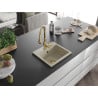 Mexen Milo Granitspüle mit 1 Becken und Küchenarmatur Savita, beige - 6505-69-672601-50