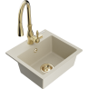 Mexen Milo Granitspüle mit 1 Becken und Küchenarmatur Savita, beige - 6505-69-672601-50