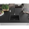 Mexen Milo Granitspüle 1-beckig mit Küchenarmatur Savita, schwarz/silber metallic- 6505-73-672601-70-B