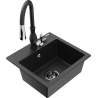 Mexen Milo Granitspüle 1-Becken mit Küchenarmatur Savita, schwarz/silber metallic - 6505-73-672601-70-B