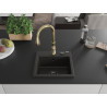Mexen Milo Granitspüle 1-beckig mit Küchenarmatur Savita, schwarz/gold metallic - 6505-75-672601-50-B