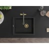 Mexen Pedro Spüle aus Granit 1-Becken 560 x 460 mm, schwarz, Siphon gold - 6508561000-77-G