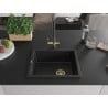 Mexen Pedro Spüle aus Granit 1-Becken 560 x 460 mm, schwarz, Siphon gold - 6508561000-77-G